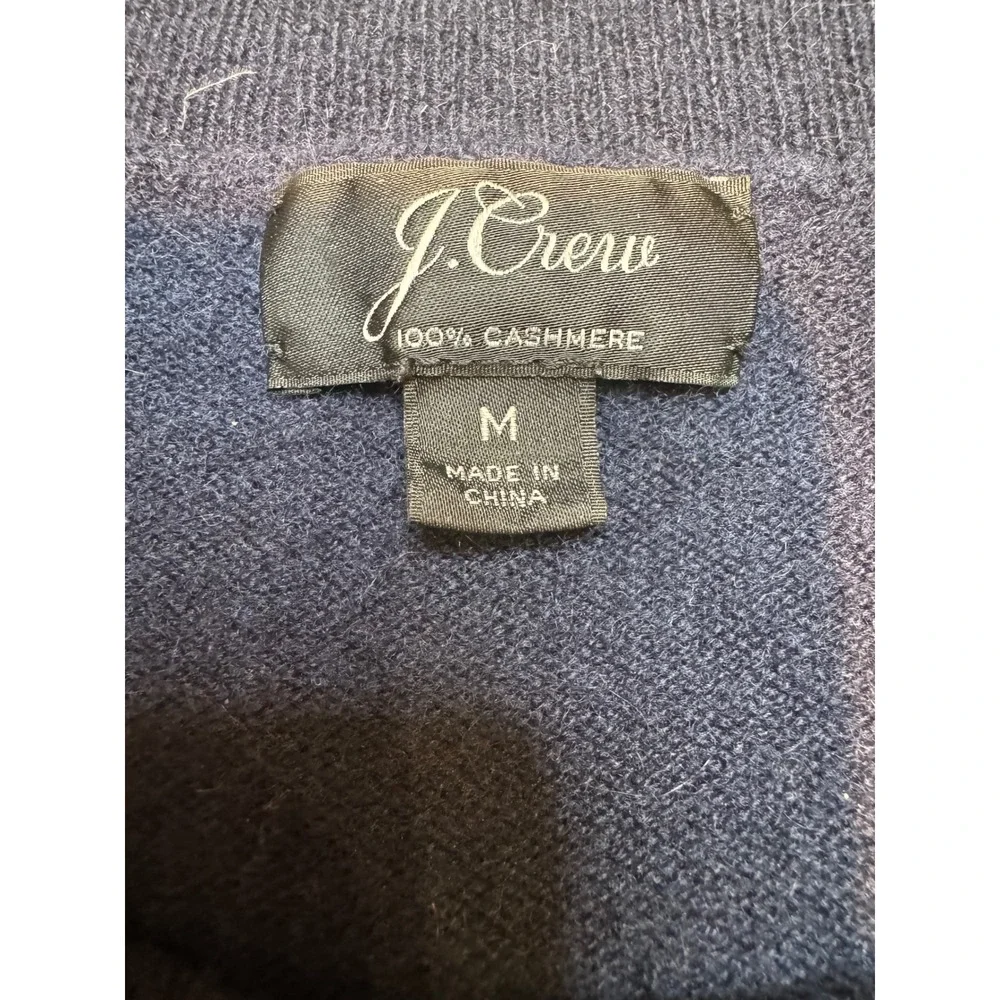 J.Crew Navy Blue 100% Cashmere Star Print Crewneck‎ Sweater Womens Medium M